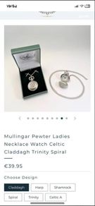 necklace watch. Mullingar pewter Bnwt
