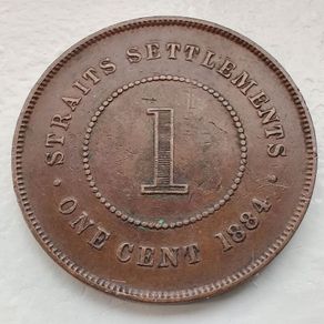 1884 Straits Settlement Queen Victoria 1 Cent