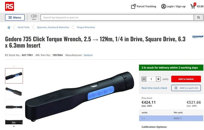 GEDORE 735 Click Torque Wrench, 2.5-12Nm, 1/4inch