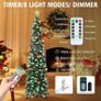 6FT/1.8M Pop Up Tinsel Christmas Tree with 100 Timer Lights & Remote, Collapsible Artificial Pencil Tree Xmas Decoration for Home, Office, Party, USB Powered, Easy Assembly Image 4