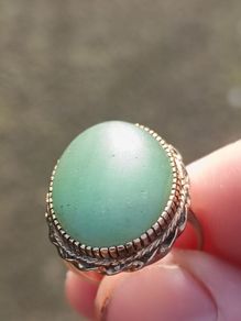 Large 9 Carat Gold Cabochon Jade Ring