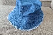 Denim Cotton bucket hat with frayed distressed rim 56cm size in very good condition FREE STANDARD POSTAGE INCLUDED
