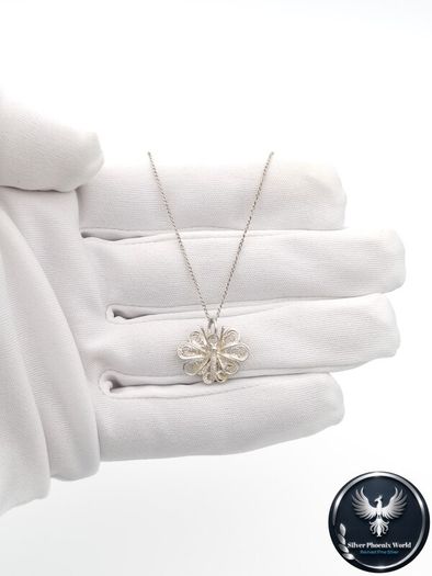 Vintage 925 Sterling Silver Filigree Butterfly Necklace
