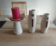 Modern White & Red Ceramic Set