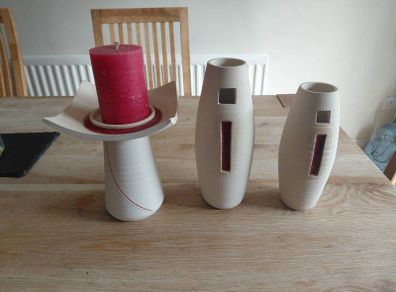 Modern White & Red Ceramic Set