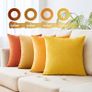 MIULEE Set of 4 Velvet Cushion Covers 45 x 45 cm Orange Invisible Zip - Brand New Image 2