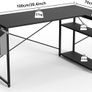 L Shaped Gaming Desk 100x70 cm Computer with Storage Bag Office Small Writing Table Large Reversible Shelves Workstation for Study Play Work Home Black Image 3