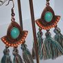 Antique Copper Turquoise Fan Tassel Earrings Image 5