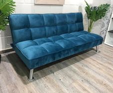 Blue velvet Folding 3Seater Sofa Free delivery