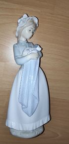 Vintage tall Nao Lladro figurine Girl holding puppy  H 25 cm