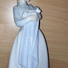 Vintage tall Nao Lladro figurine Girl holding puppy  H 25 cm