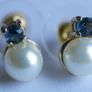 Vintage Pearl & Topaz Stud Earrings in 9ct Yellow Gold Plated Image 7