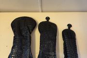 Black Crocodile Skin Golf Head Cover Set