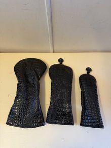 Black Crocodile Skin Golf Head Cover Set