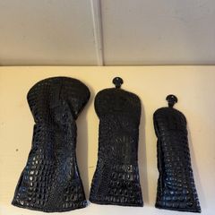 Black Crocodile Skin Golf Head Cover Set