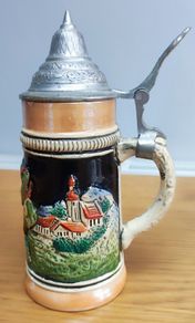German Beer Stein Pewter Lid Vintage Made in Germany