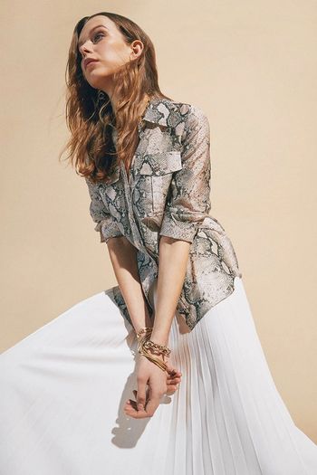 Karen Millen Silk Cotton Snake Print Shirt