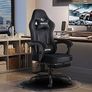 Gaming Chair for Adults, Ergonomic Gaming Chair with Footrest, Lumbar Support and Headrest, Adjustable Height computer chairs gaming, fabric gamer chair for Home Office, Black Image 2