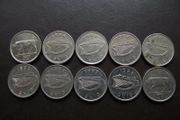 10 Irish 5 pence coins (1993-2000)