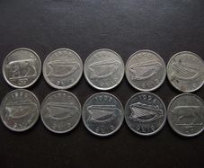 10 Irish 5 pence coins (1993-2000)