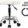 Square Rolling Stool with Foot Rest PU Leather Height Adjustable Spa Drafting Salon Tattoo Work Swivel Stools Task Chair Small Image 3