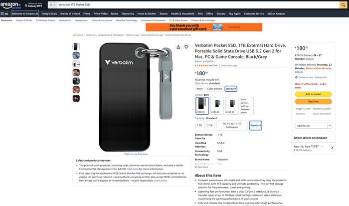 Verbatim 1TB Pocket SSD