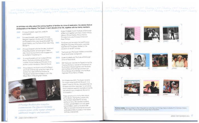 2016 Jersey Stamp Year Book (hardback) issued by Jersey Post with 28 images of contents