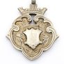 Antique 925 Sterling Silver Heraldic Fob Pendant, Rose Gold Detail Shield, Chester 1920 Image 4