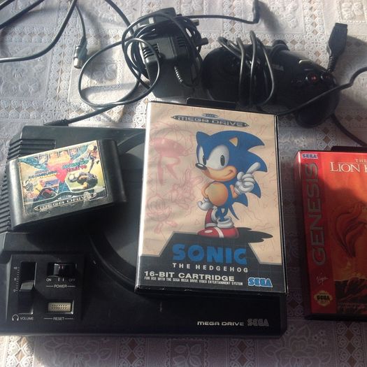 SEGA Mega Drive 16 bit with games.