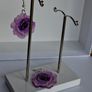 Hybrid Tea Deep Purple Rose Earrings Image 9