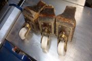 3 vintage porcelain casters
