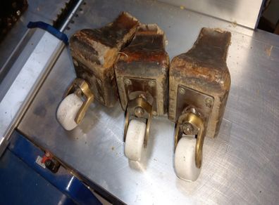 3 vintage porcelain casters