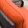 3 Pieces Rattan Bistro Set with Glass Top Coffee Table, Chairs and Cushions for Outdoor, Patio, Balcony, Orange Image 8