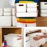 White Plastic Storage Box with Handles and Lids Set Image 2
