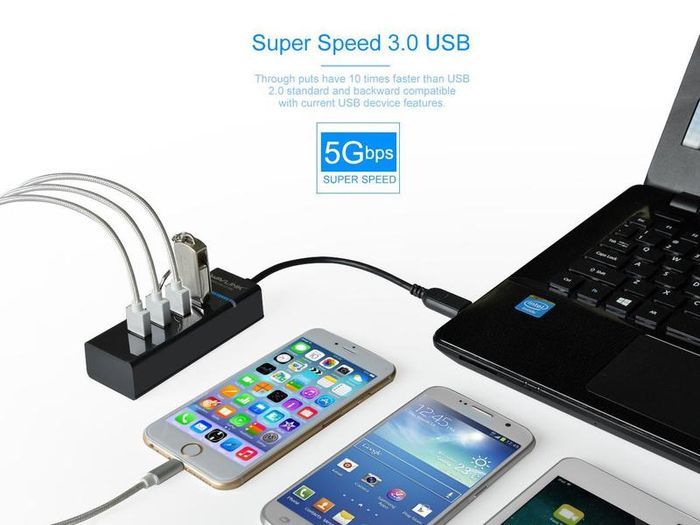 Wavlink 4 Ports USB 3.0 Multi HUB Splitter Expansion Desktop High Speed (Brand New/Warranty)