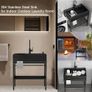 Stainless Steel Washing Sink Hand Wash Sink Commercial Kitchen with Tap for Shop Kitchen Garage Garden 80cm Black Image 7