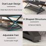 2 Tier Coffee Table, Industrial Wood Metal Center Living Room Table with Storage Shelf, Modern Rectangle Cocktail Tea Table for Home Office Bedroom,39 inch Black Coffee Table Image 5