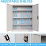 Metal Storage Cabinet with 2 Door and 3 Adjustable Shelves, 109CM Tall Storage Cupboard with Lock for Home, Office, Warehouse, 109 x 40 x 90 cm (Light Grey) Image 9