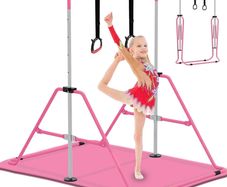 Gymnastics Bars, Junior Training Kip Bar Gymnastics Equipment for Home,Adjustable Height Folding Horizontal Bar with Gymnastic Rings for Kid