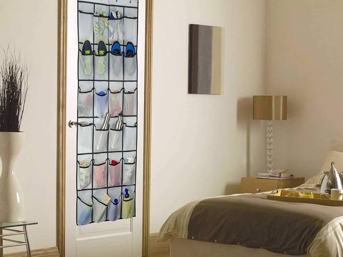 FREE SHIPPING Hanging Organiser Over the Door, Shoe Racks, Shoe Storage, 24 Large Mesh Pockets Storage hanger for Bedroom Bathroom Closet, 59 X 21.6, White