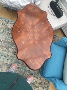 Elegant Solid Wood Coffee Table with Inlaid Design