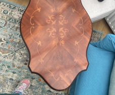 Elegant Solid Wood Coffee Table with Inlaid Design