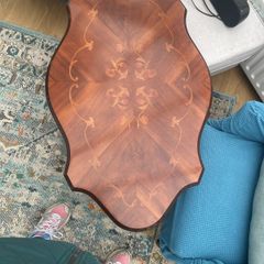 Elegant Solid Wood Coffee Table with Inlaid Design