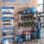 Weight Rack for Dumbbells - Widened Home Gym Storage Rack - Dumbbell Rack with 4 Flexible Wheels and Unique Storage on Both Sides Image 7