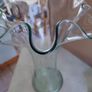 LARGE Vintage Blue/Green Vase With Deep Ruffled Flared Neck Image 2
