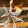Vintage Rustic Cream Ceramic Hen on Nest Egg Keeper Storage Jar Image 10