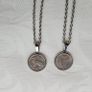 Ireland coin pendant necklaces x 2 with old vintage Ireland threepence coins in a pendant with a silver coloured chain FREE STANDARD POSTAGE INCLUDED Image 2