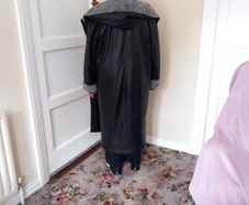 "Erre" Genuine Leather Coat Black.  Fully Lined  With Mohair/Wool/Acry.  Made in Italy