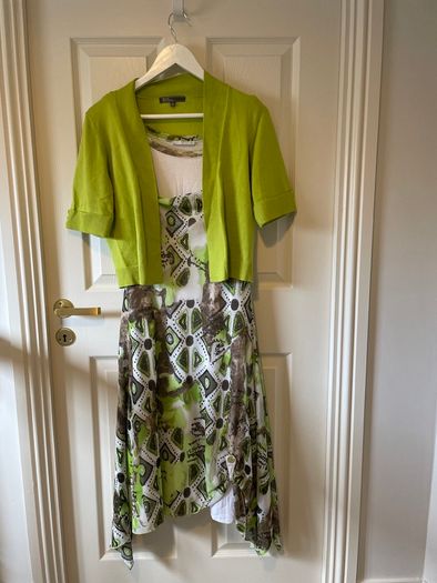 Lime Green and White Dress (Size 10-12)