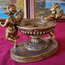 Antique Cherub Gold Effect Ornamental Pedestal Metal Candle Holder Pedestal Stand Made In Spain Image 4